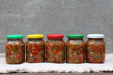 Set of canned vegetables.
