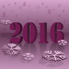 Purple Christmas background with 3d snowflakes.