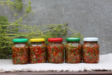 Set of canned vegetables.

