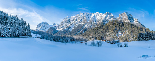 Beautiful winter mountain landscape in the Bavarian Alps, Bavaria, Germany