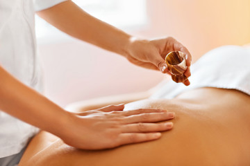 Body massage. Spa therapy. Beauty treatment concept. Skincare, wellbeing, wellness, lifestyle.