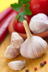 Garlic, chili pepper, tomatoes and spiсes