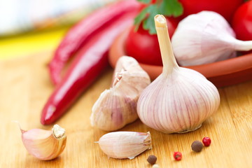 Garlic, chili pepper, tomatoes and spiсes