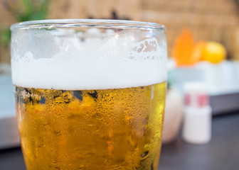 Beer and foam in glass