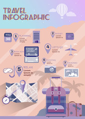 Fototapeta premium Vacation planner flat summer infographics.