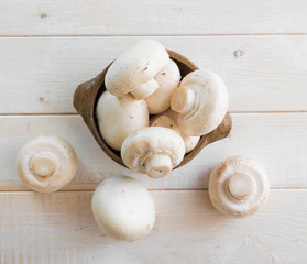 Fresh whole white button mushrooms