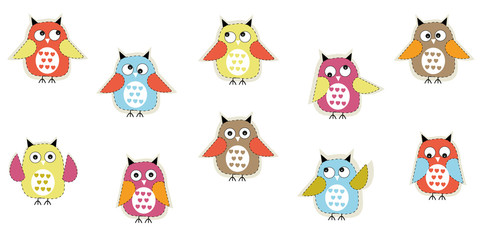 Colorful cute owl vector background