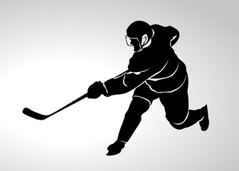 Naklejka premium Vector silhouette of a hockey player