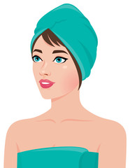 Portrait of a girl in the sauna towel/Stock vector illustration of a portrait of a girl in the sauna towel