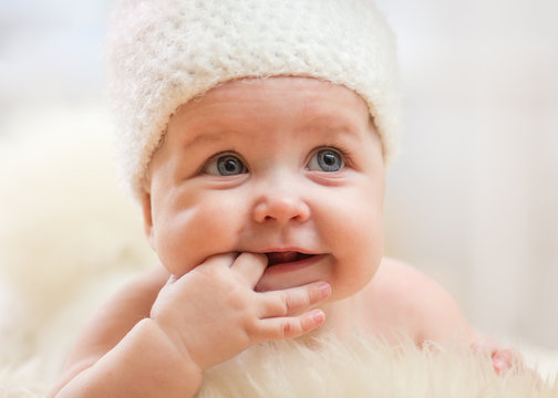 Portrait of adorable smiling baby girl