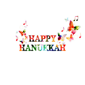 Colorful Happy Hanukkah inscription