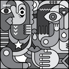 Greyscale Abstract Art Picture. Graphic design.