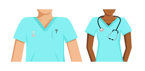 Vector image of a partial view of medical staff of different ethnicity