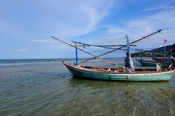 Fototapeta na wymiar Fisherman Boat used as a vehicle for finding fish in the sea