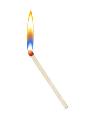 burning match on a white background