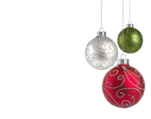 Christmas baubles with copy space