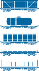 Set of Railway freight cars - Vector illustration