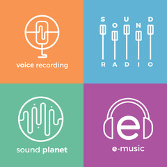 Sound wave symbols icons logo set.