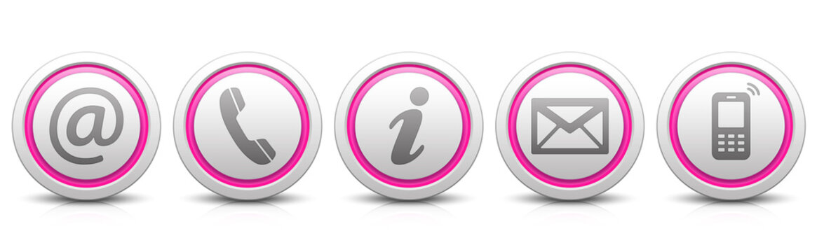 Contact Us – Set of light gray buttons with reflection & pink