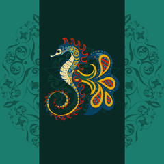 Fototapeta premium Hand drawn Ornamental vector sea-horse.