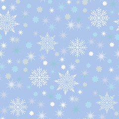 Vector Christmas seamless pattern with snowflakes and stars