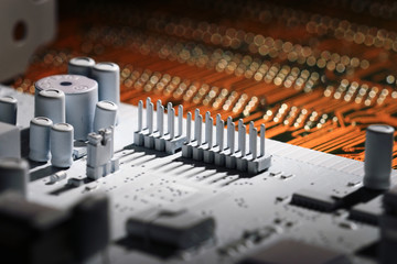 Microelectronics, white background chips concept