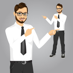hipster businessman pointing something
