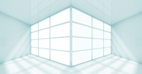 Abstract white interior of empty office room 3d