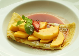 mango crepe dessert