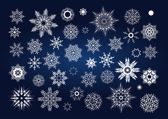 Vector Christmas set of snowflakes and stars