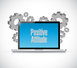 Positive attitude laptop computer sign concept