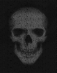 Human skull made of binary code