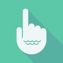 Long shadow pointing finger hand with a water sign