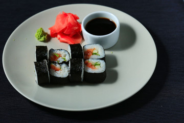 rolls portion serving traditional Japanese cuisine