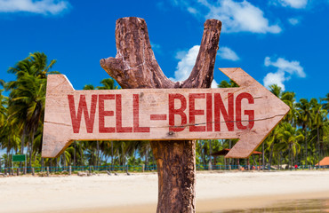 Well-Being arrow with beach background