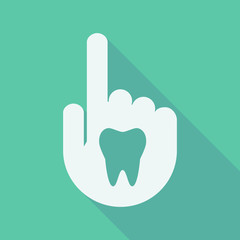 Long shadow pointing finger hand with a tooth