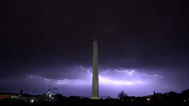 Washington Monument DC night dramatic beautiful lightning slow 4K 007