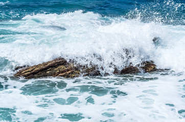 Storm wave on the sea