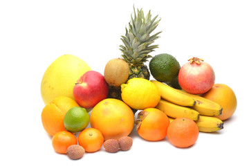 Naklejka na ściany i meble Assortment of exotic fruits isolated on white