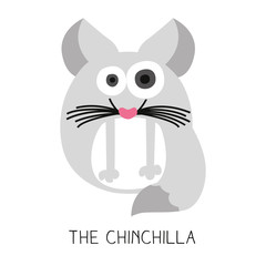 Card with a round chinchilla. Vector design.