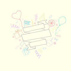 Ribbon heart frame for text placeholder vector 