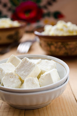 Traditional Ukrainian millet-porridge with butter and cheese