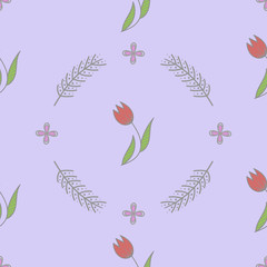 Seamless spring flower vector background pattern 