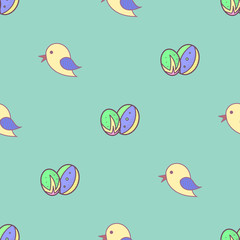 Bird Easter eggs seamless background