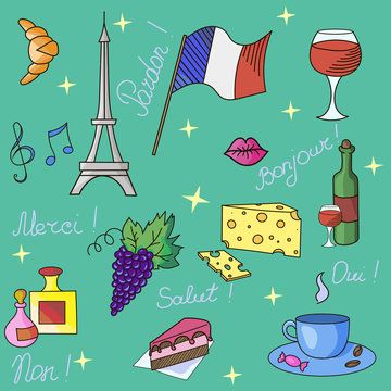 French symbols pattern vector illustration