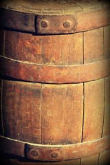 Fototapeta premium Vintage photo of old wooden barrel 