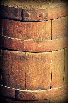 Vintage photo of old wooden barrel 