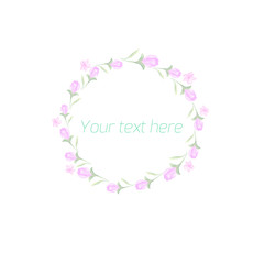 Spring floral circle ornament with text 