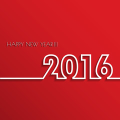 Vector Modern red simple Happy new year 2016 card with a long sh