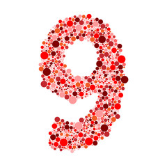 digit number nine on white background
